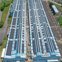 土城機廠是雙北地區規模最大的屋頂型太陽能光電系統，設置容量高達5百萬瓦（MW）。來源：大同