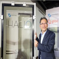 正達國際光電董事長鍾志明看好Halio 智慧型節能變色玻璃的市場發展潛力。吳秀樺攝