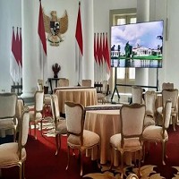 中光電AiO LED顯示屏設置於印尼茂物總統行宮(Istana Bogor)宴會堂。(圖：中光電提供)