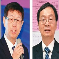 圖為鴻海董事長劉揚偉（左）與碩禾董事長陳繼明。（報系資料庫）