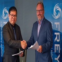 立凱電宣布與歐洲鋰電大廠FREYR，簽署正式LFP正極材料授權服務合約。FREYR CEO暨共同創辦人Tom Einar Jensen（右）、立凱電副總經理林翔斌。立凱電／提供