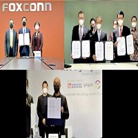 鴻海集團與印尼投資部、印尼電池公司、Indika能源公司和Gogoro簽署合作備忘錄，共同聚焦在電池及電動車相關產業鏈。鴻海／提供