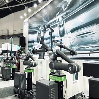 廣明旗下達明機器人參加台北自動化工業大展，秀出以原生AI引擎結合智慧視覺和協作機器手臂的「AI Cobot」。圖/達明提供