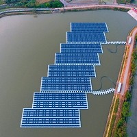 大同水面型太陽能光電案場：桃園光電埤塘。大同提供