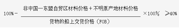 中國—東盟自貿區成分應當按照下列方法計算(詳如下方說明)